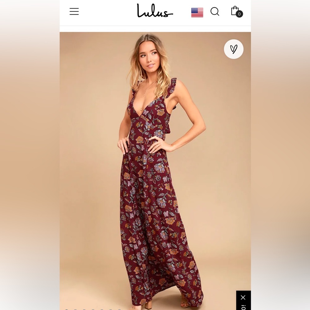 Lulu's Burgundy Floral Maxi Dress